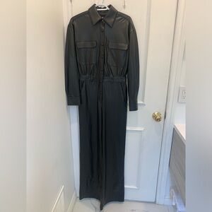 NWOT Veronica Beard Black Faux Leather Jumpsuit Size 4